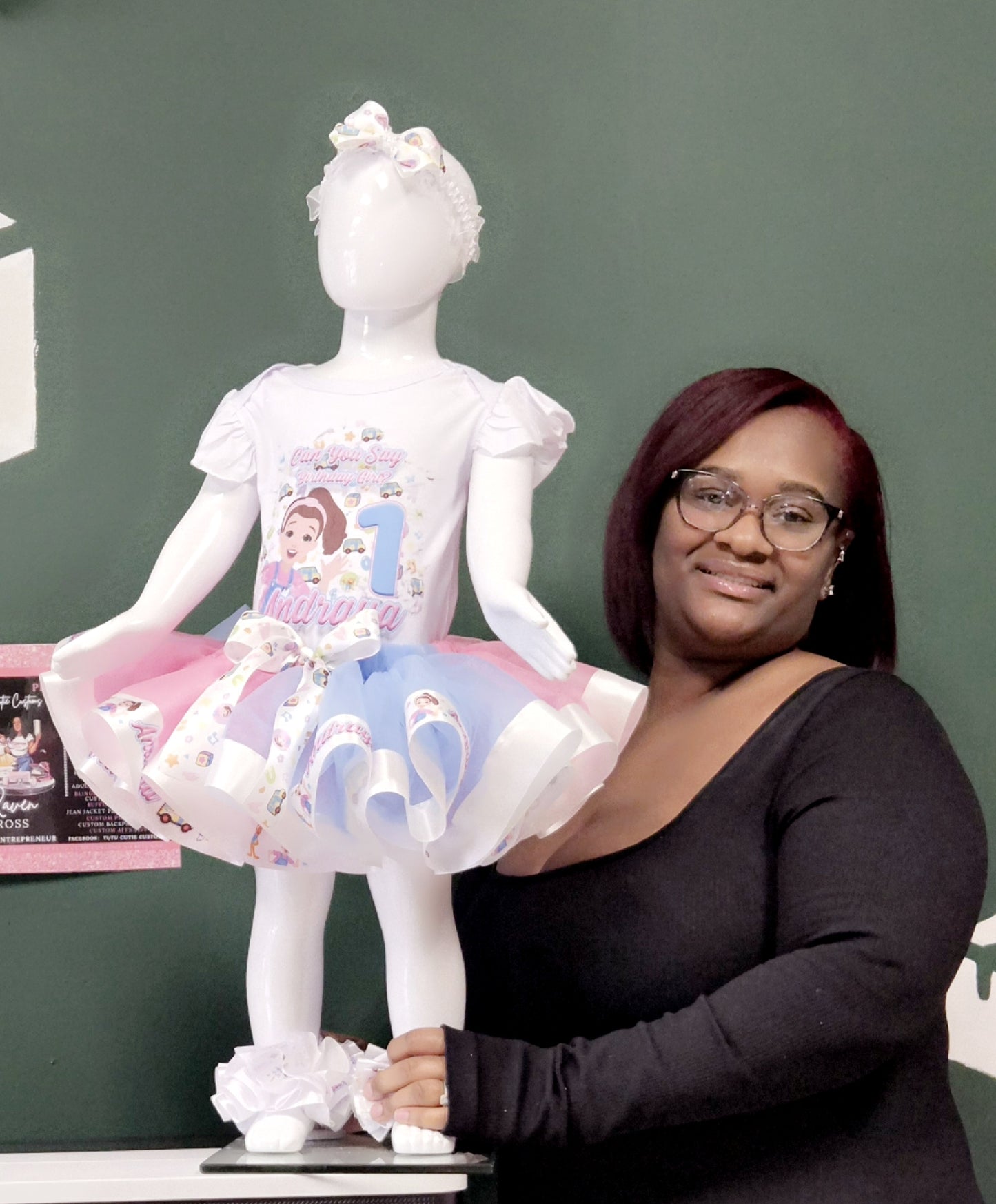 Ms. Rachel Ribbon Trim Tutu Set with Custom Name Ribbon